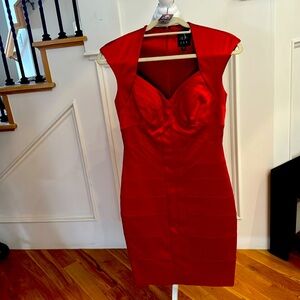 Brilliant red satin dress